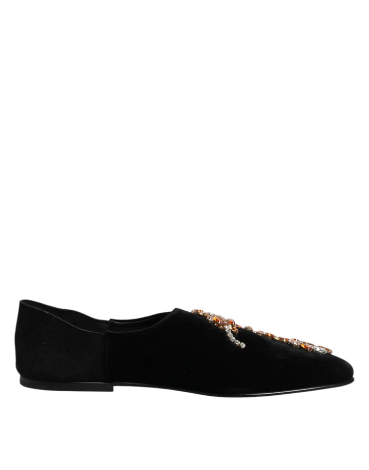Zapatos sin cordones Dolce & Gabbana de terciopelo negro adornados