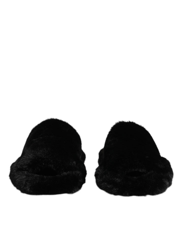 Chaussons Dolce & Gabbana en velours de polyester noir