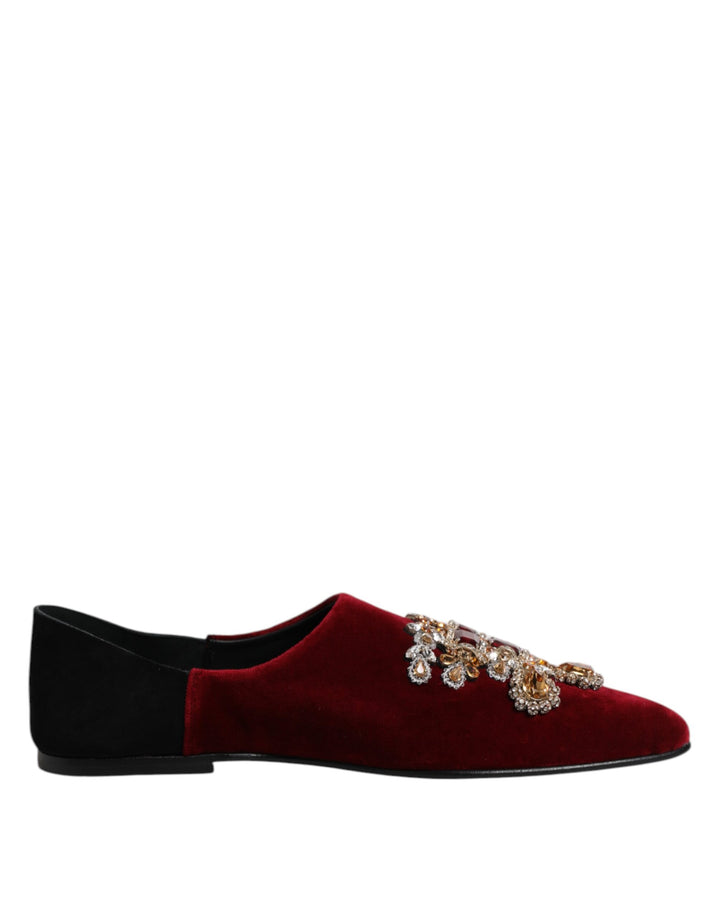 Zapatos destalonados Dolce & Gabbana negros y rojos de terciopelo adornado