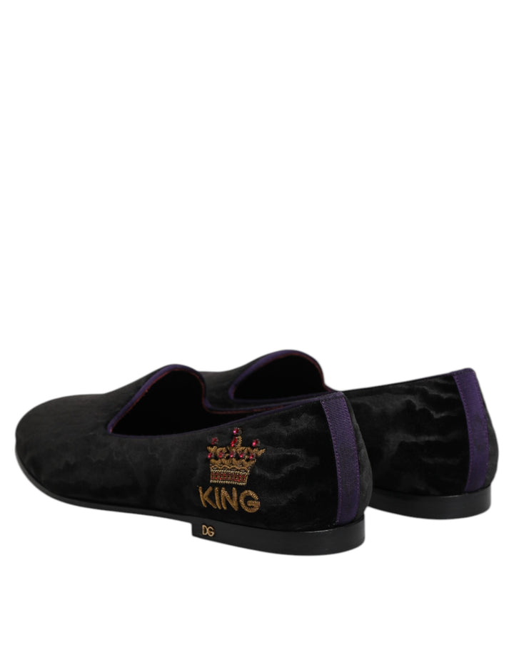 Mocasines sin cordones negros Dolce & Gabbana con bordado DG Crown