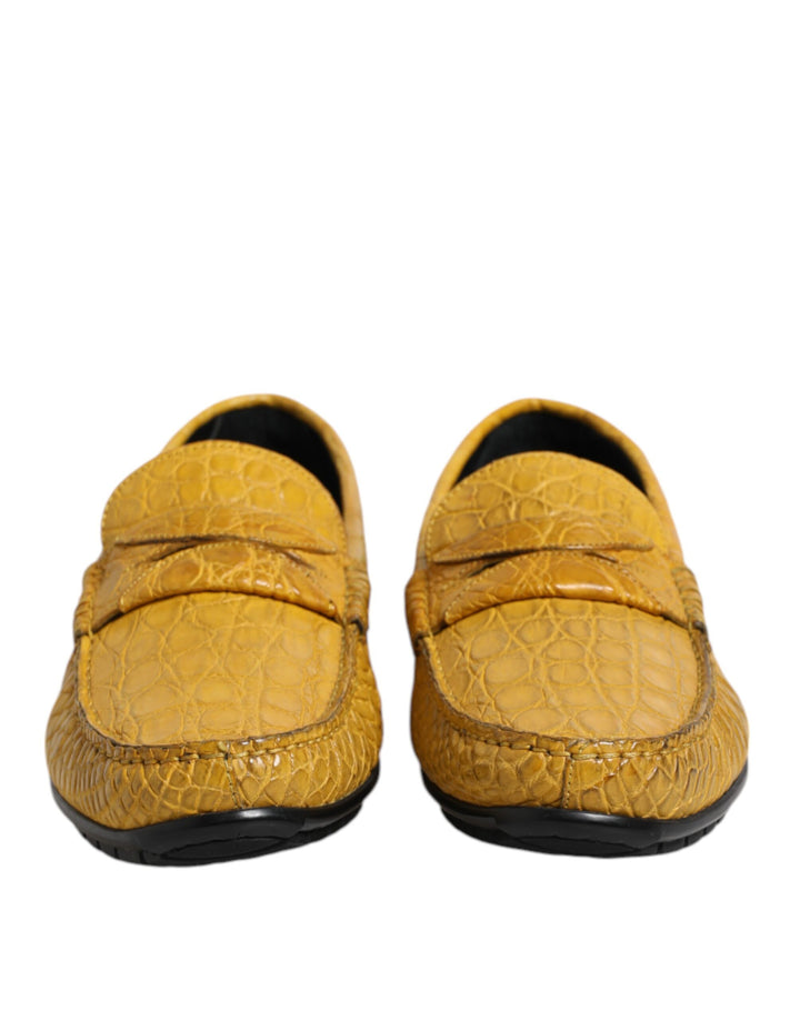 Mocasines sin cordones de cuero exótico amarillo Dolce & Gabbana