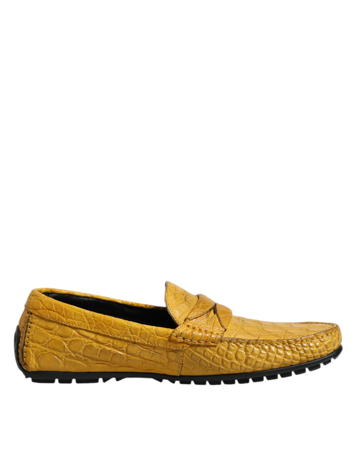 Mocasines sin cordones de cuero exótico amarillo Dolce & Gabbana