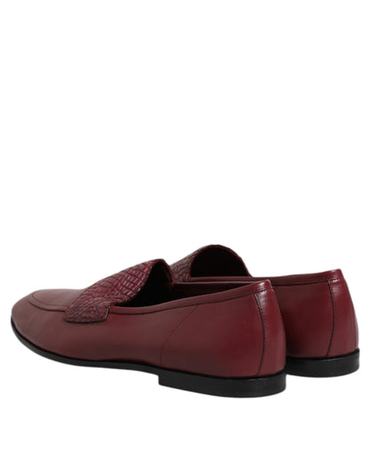 Mocassins de cérémonie Dolce & Gabbana en cuir de veau bordeaux