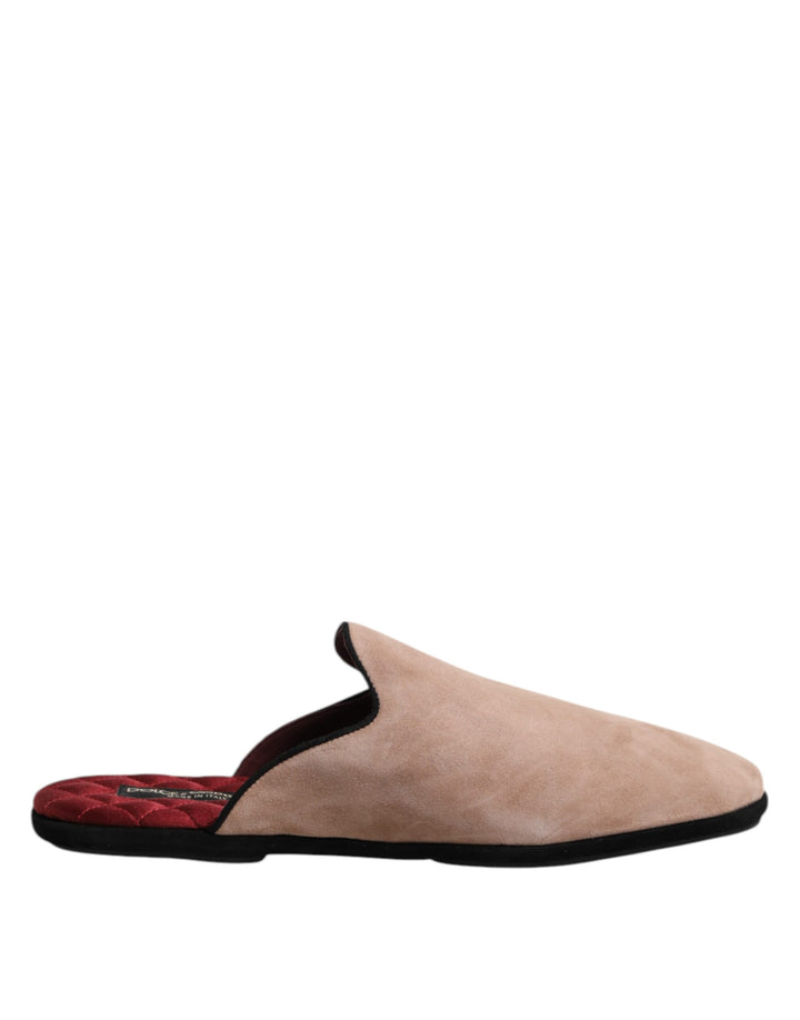 Mules plates en daim Capra beige Dolce & Gabbana