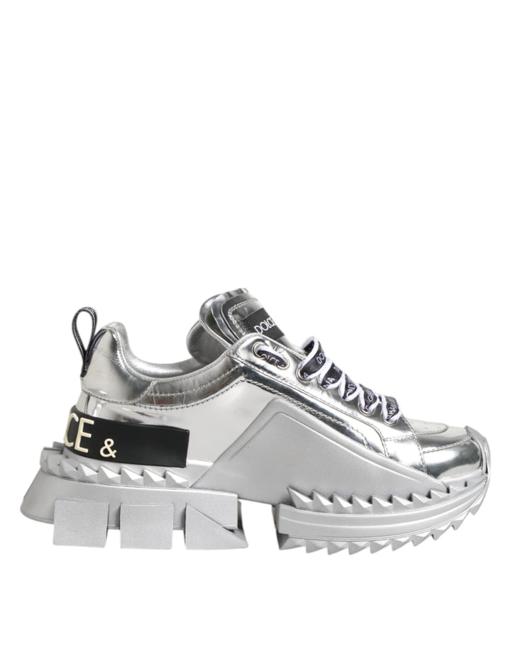 Zapatillas Dolce & Gabbana Super Queen de cuero plateado