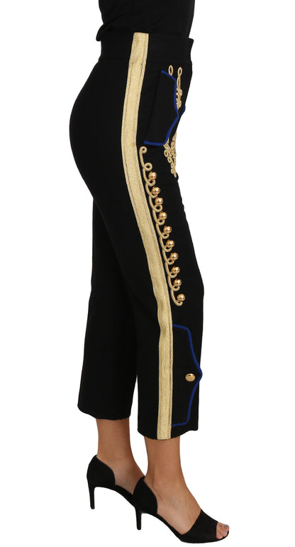 Pantalon de soirée Dolce & Gabbana orné de broderies militaires noir et or