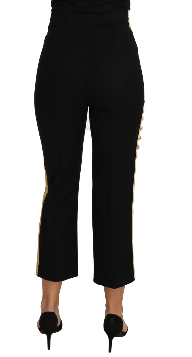 Pantalon de soirée Dolce & Gabbana orné de broderies militaires noir et or