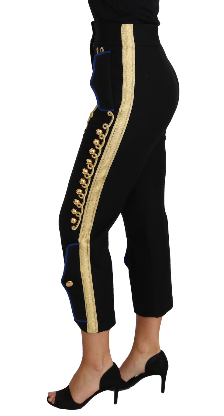 Pantalon de soirée Dolce & Gabbana orné de broderies militaires noir et or