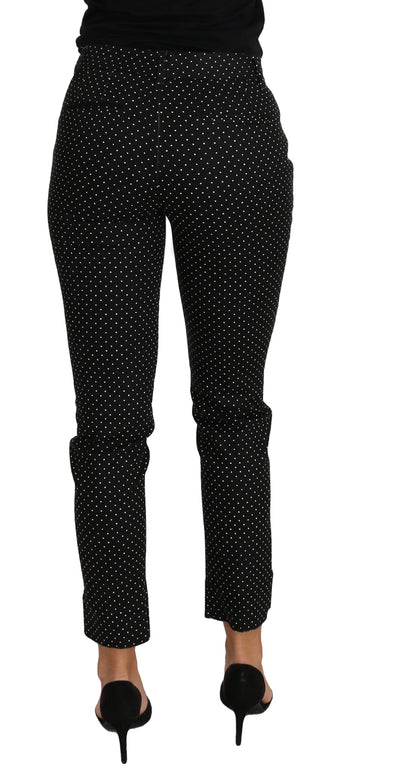 Pantalon droit court à pois noir Dolce & Gabbana