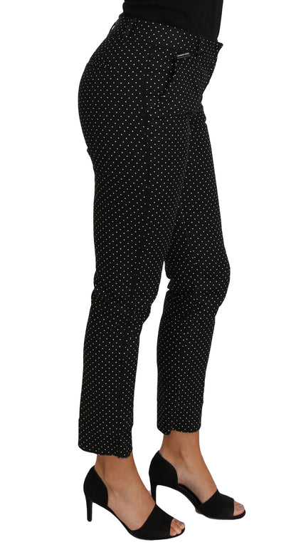 Pantalon droit court à pois noir Dolce & Gabbana