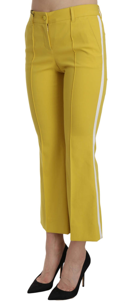 Pantalon Capri évasé en coton jaune Dolce & Gabbana