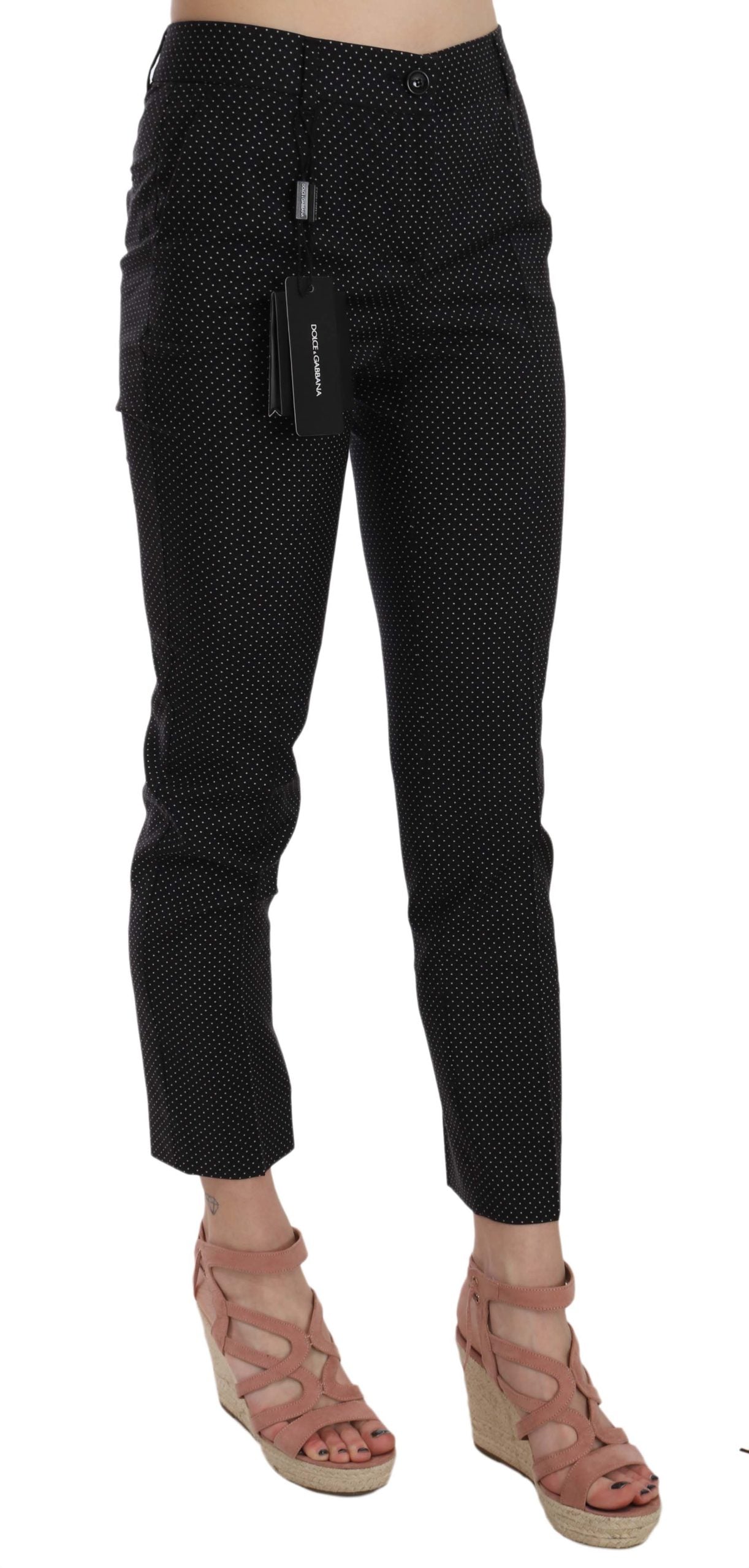 Pantalon Capri Dolce & Gabbana à pois, coupe slim et jambes fuselées