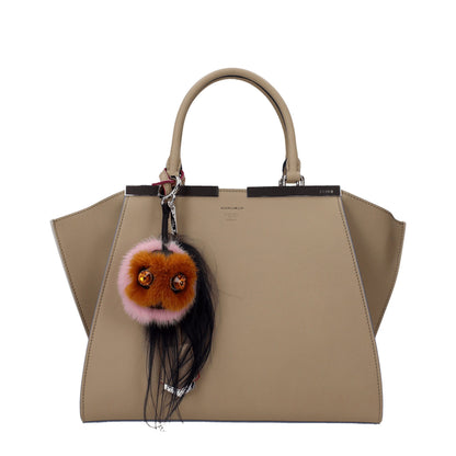 Llavero de piel marrón Fendi