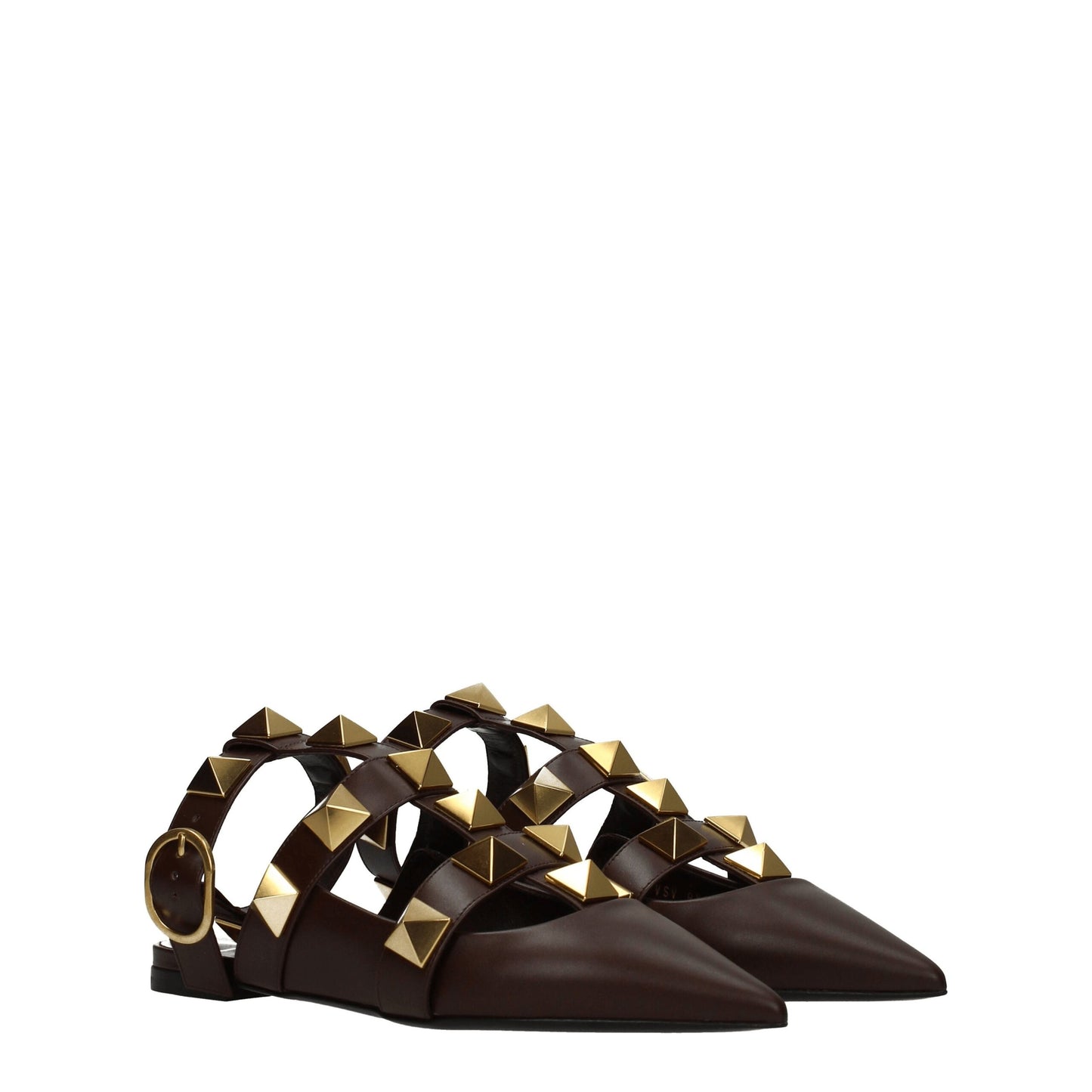 Sandalias planas Valentino Garavani de cuero marrón