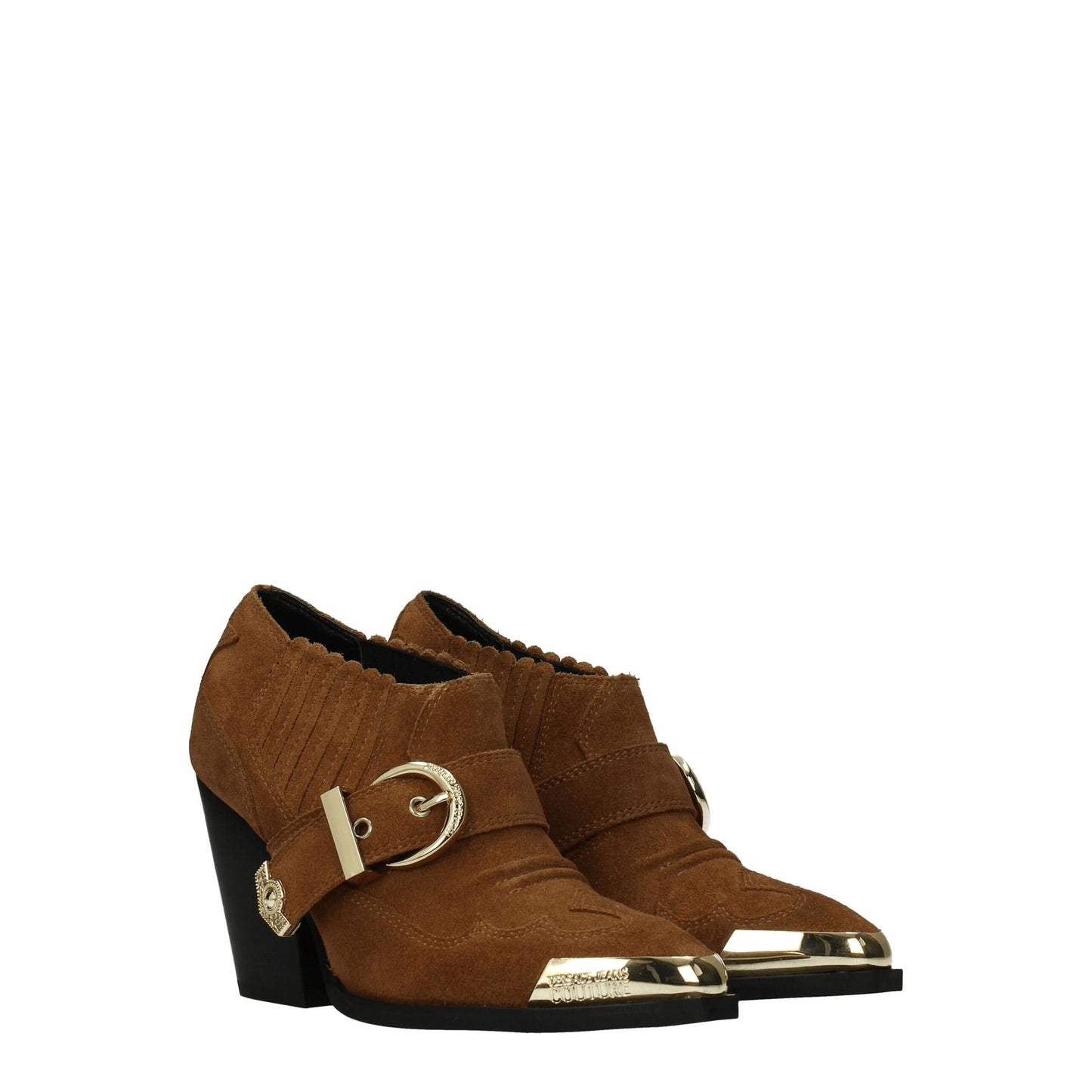 Botines de cuero marrón Versace Jeans