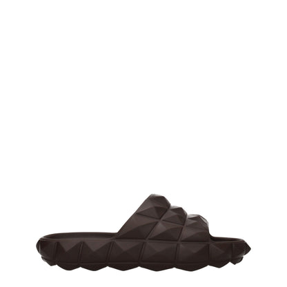 Pantuflas Valentino Garavani de algodón marrón