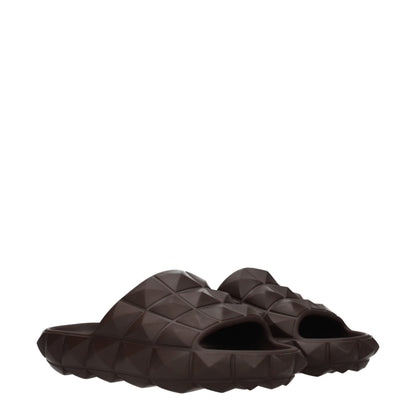 Pantuflas Valentino Garavani de algodón marrón