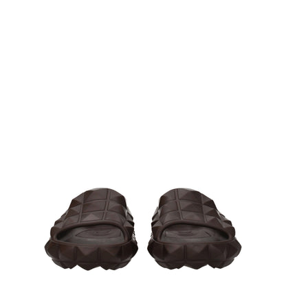Pantuflas Valentino Garavani de algodón marrón