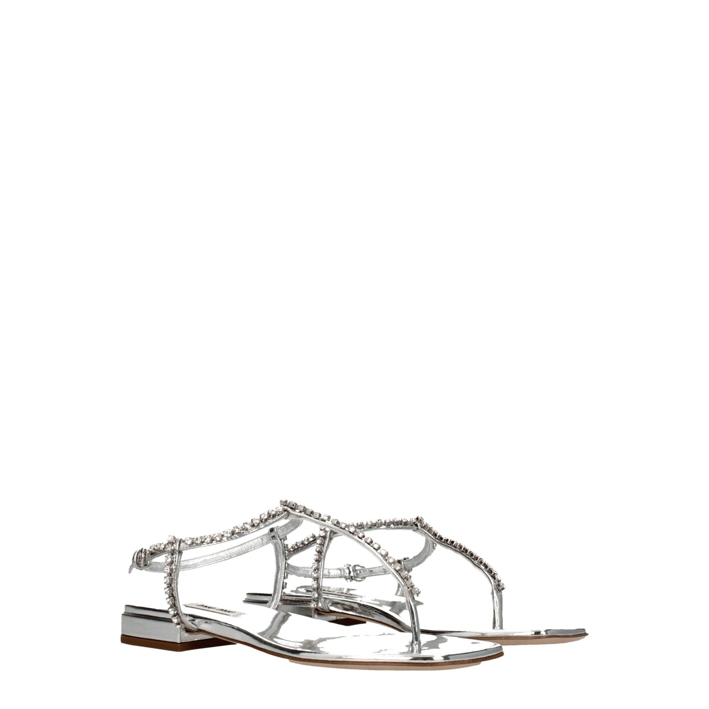 Sandales à brides Miu Miu en cuir gris