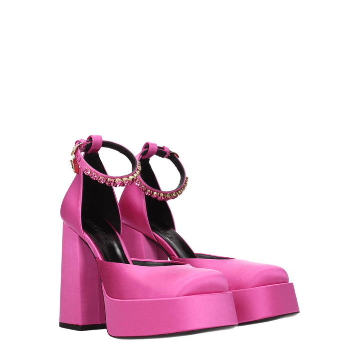Escarpins à plateforme en satin rose Versace