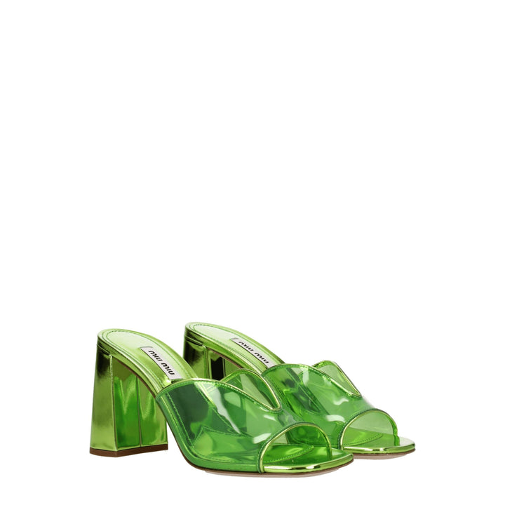 Sandales compensées Miu Miu en plexiglas vert