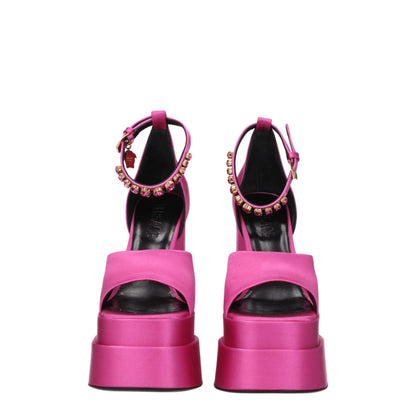 Sandalias de plataforma de satén rosa Versace