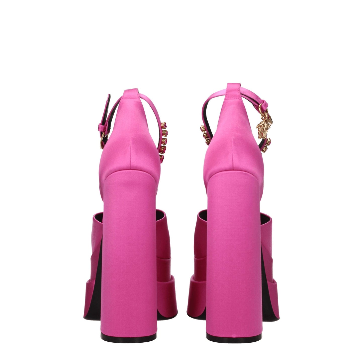 Sandalias de plataforma de satén rosa Versace