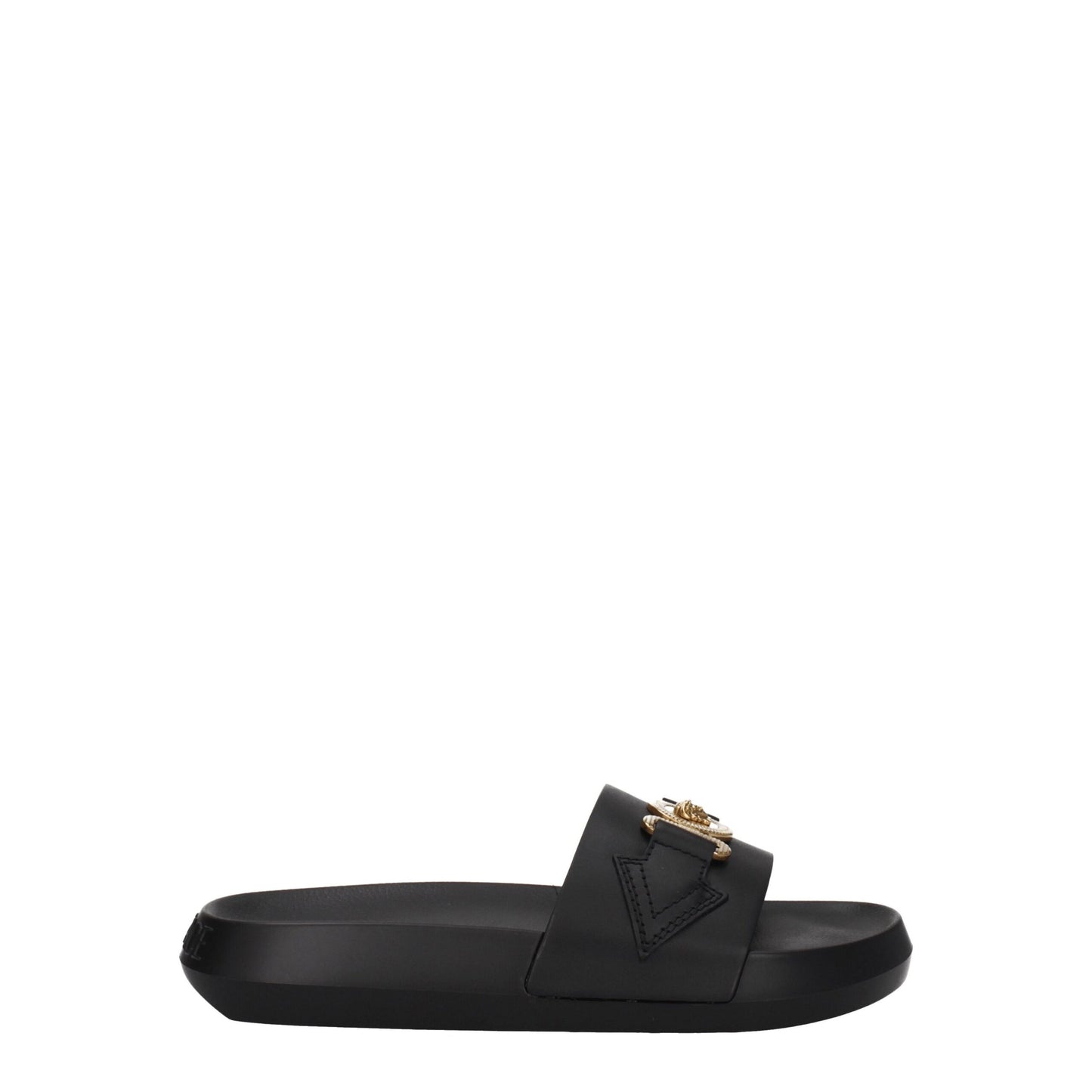 Pantuflas de cuero negras Versace