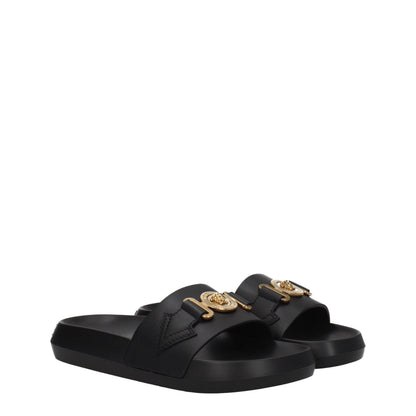Pantuflas de cuero negras Versace