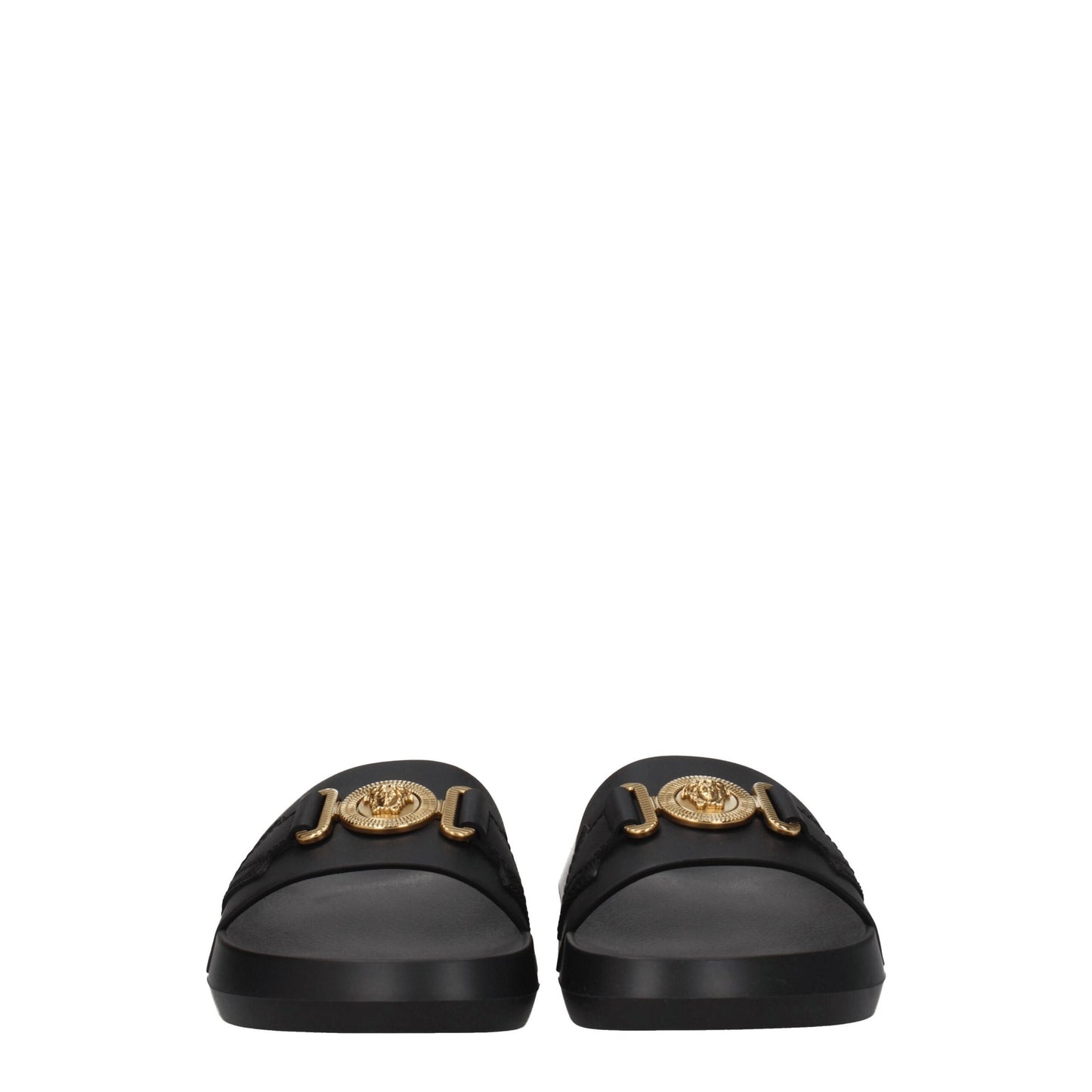 Pantuflas de cuero negras Versace