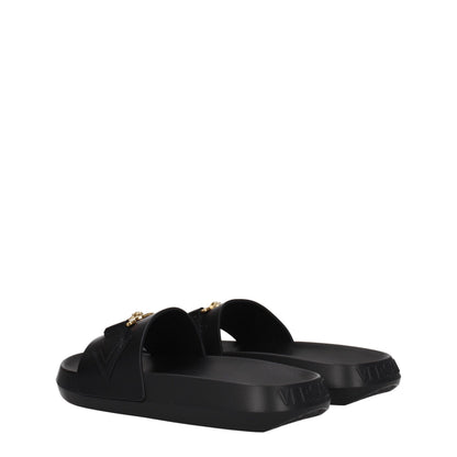 Pantuflas de cuero negras Versace