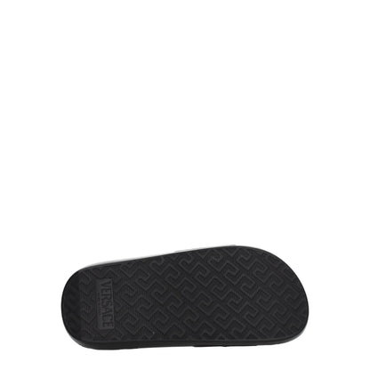 Pantuflas de cuero negras Versace