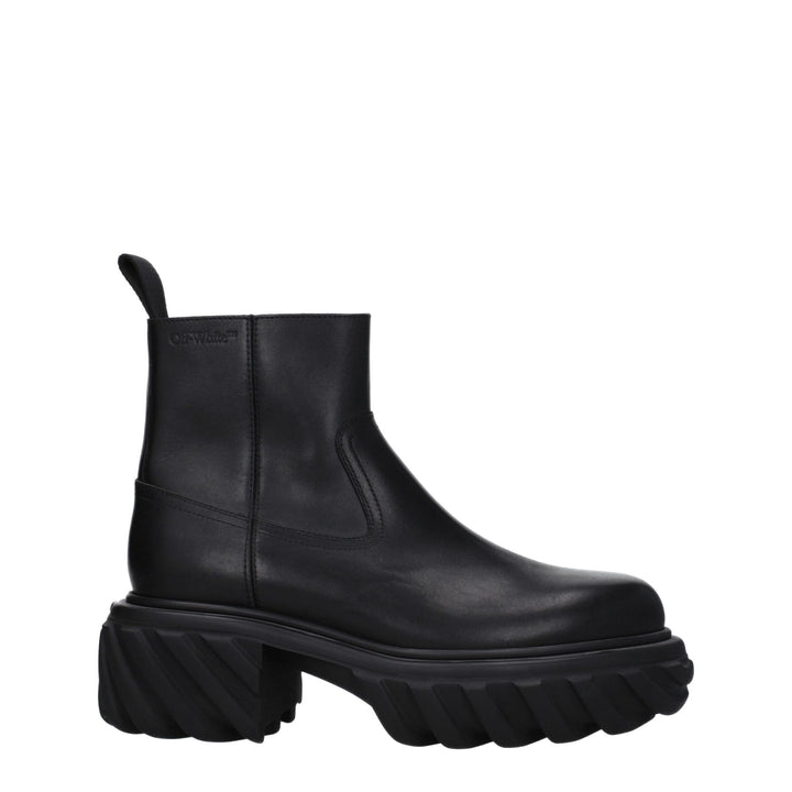 Bottes Chelsea Off-White en cuir noir