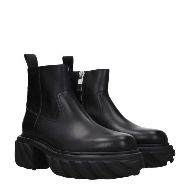 Bottes Chelsea Off-White en cuir noir