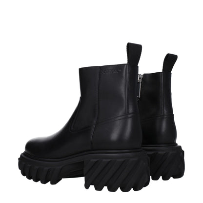 Off-White Black Leather Ankle Boots