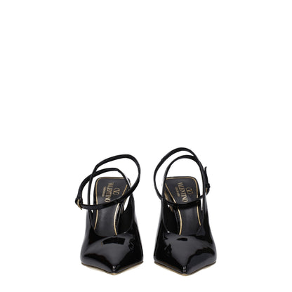 Sandalias de cuero negras Valentino Garavani