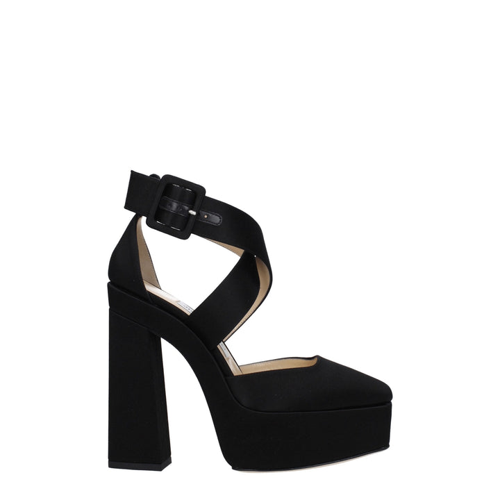 Sandalias de plataforma de satén negro Jimmy Choo
