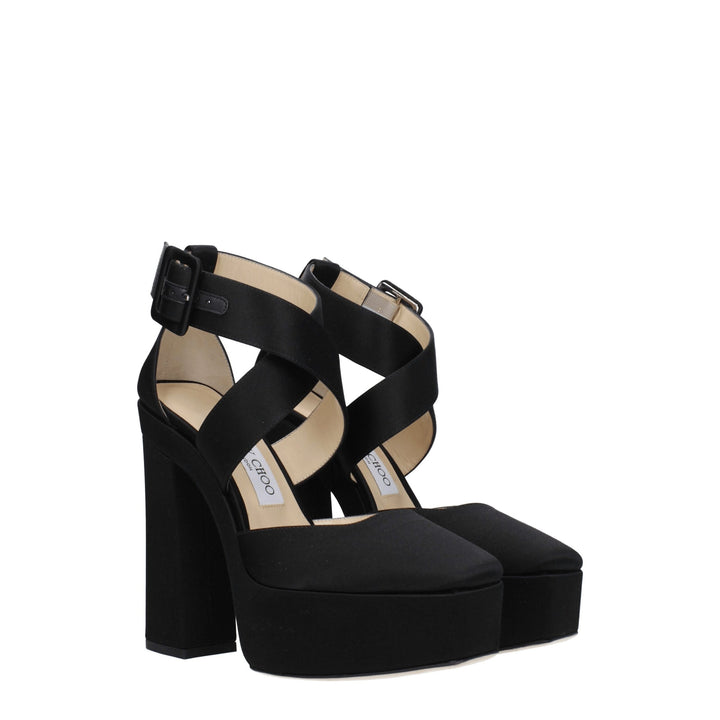 Sandalias de plataforma de satén negro Jimmy Choo
