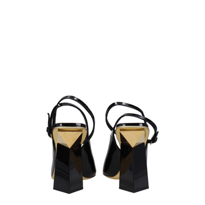Sandalias de cuero negras Valentino Garavani