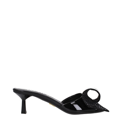 Sandales en cuir noir Prada