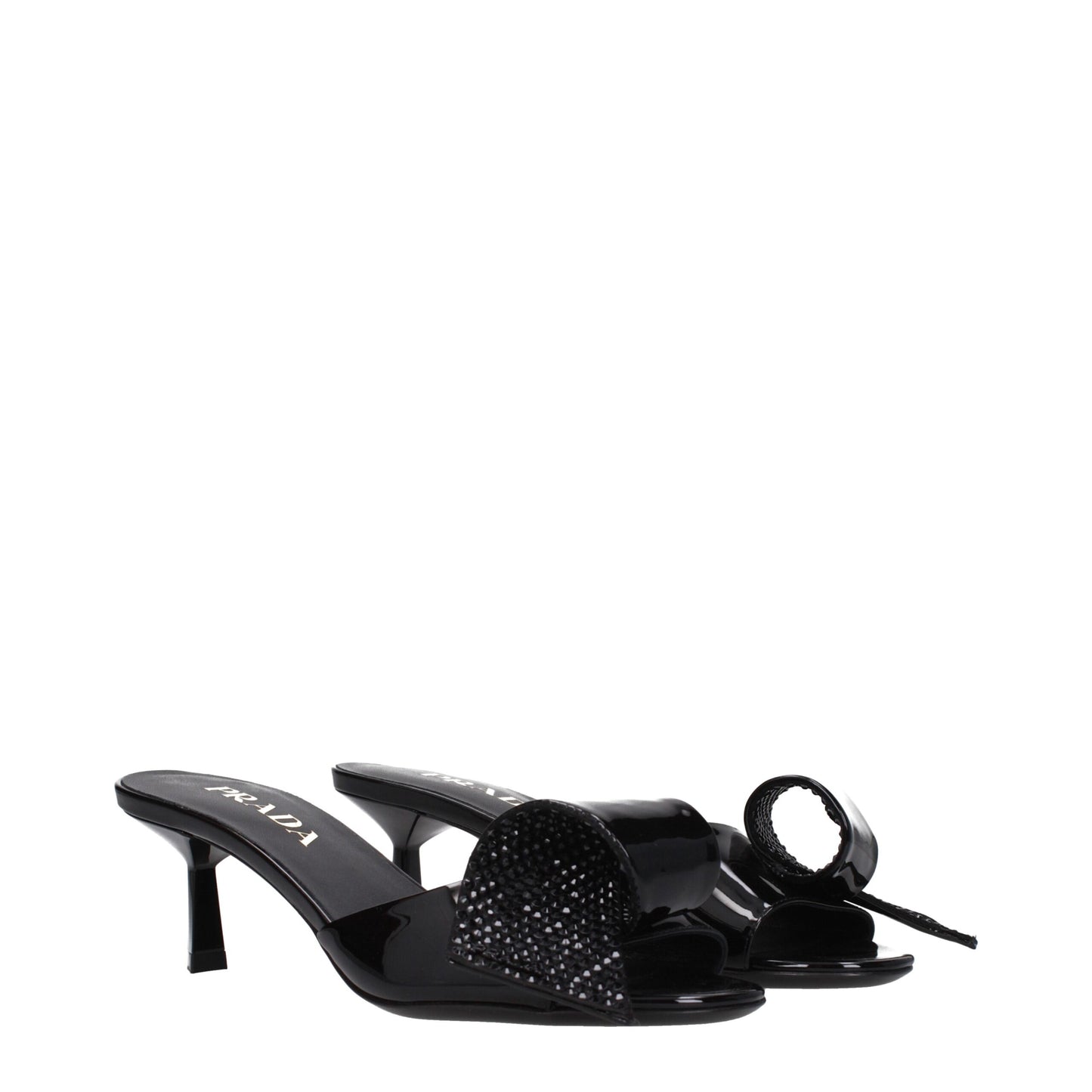 Sandales en cuir noir Prada