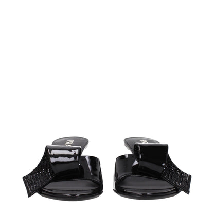 Sandales en cuir noir Prada