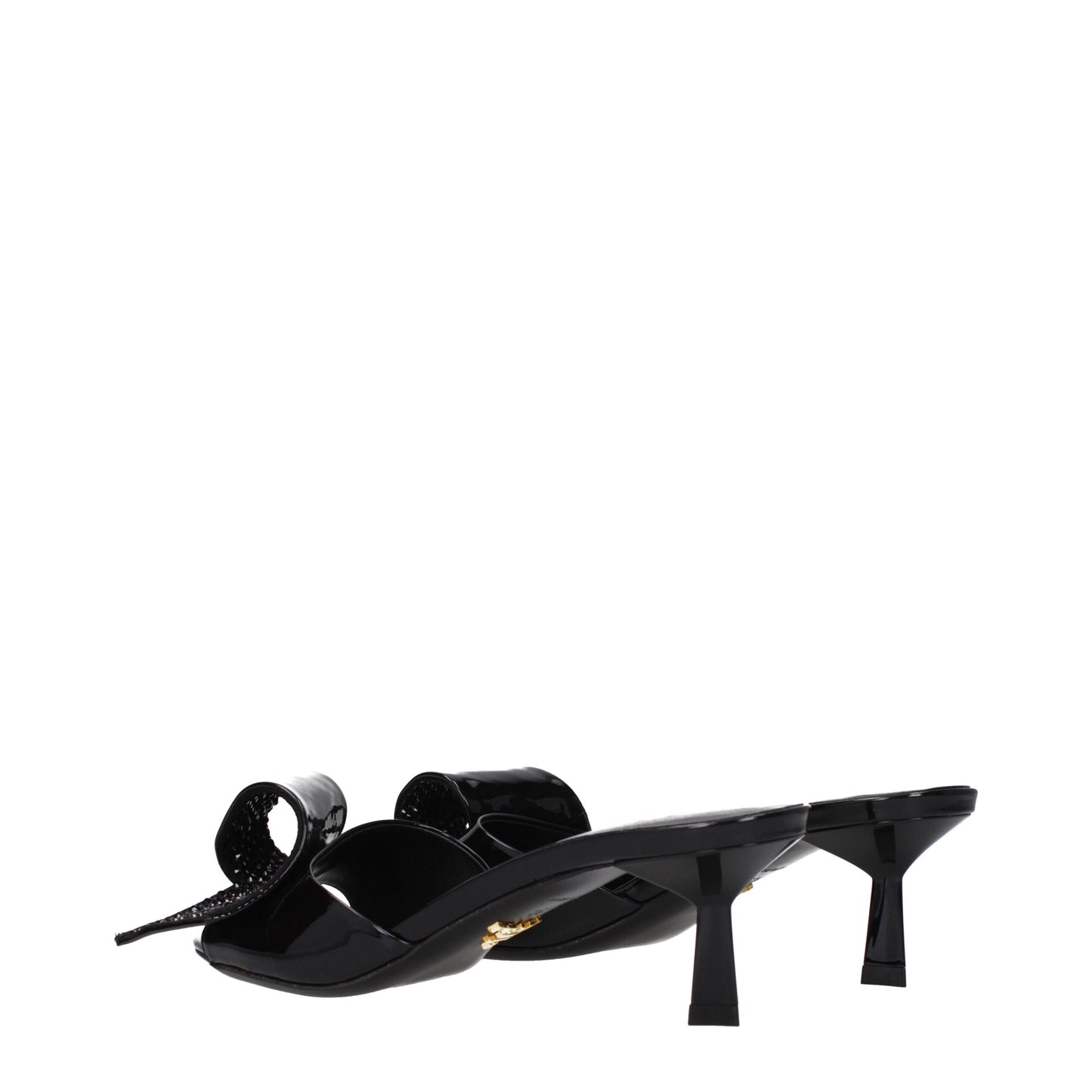 Sandales en cuir noir Prada