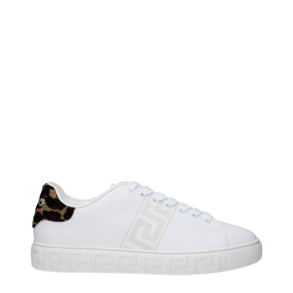 Zapatillas bajas de cuero blanco Versace