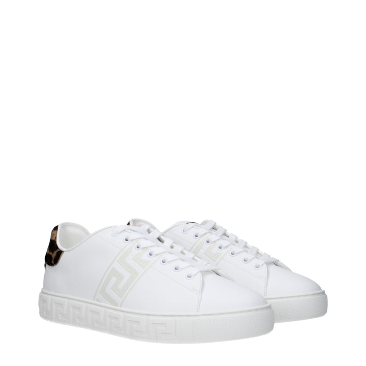 Zapatillas bajas de cuero blanco Versace