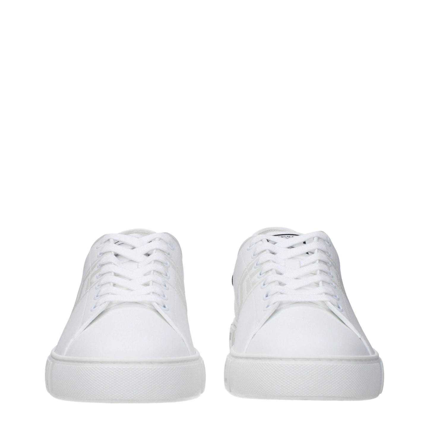 Zapatillas bajas de cuero blanco Versace