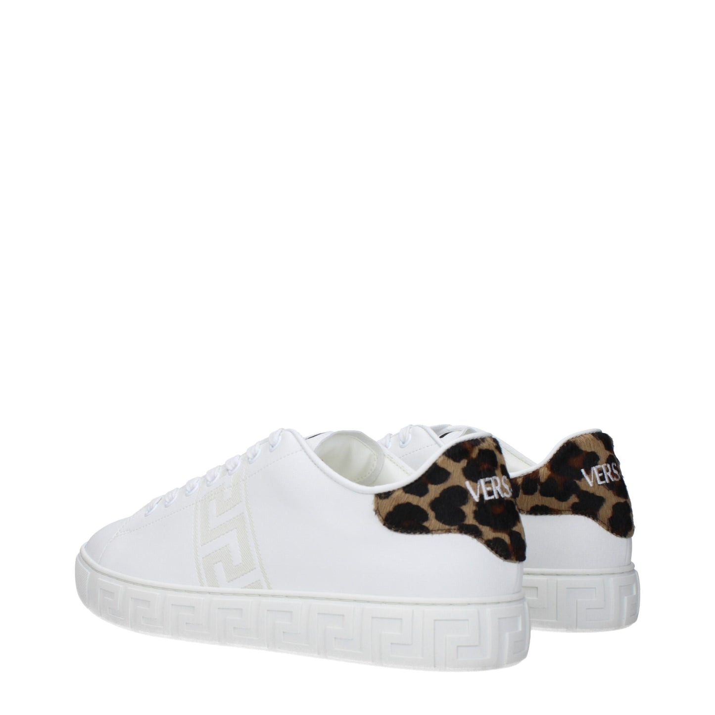 Zapatillas bajas de cuero blanco Versace