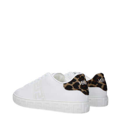 Zapatillas bajas de cuero blanco Versace