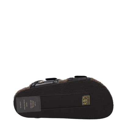 Valentino Garavani Black Leather Slippers