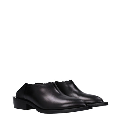 Moschino Black Leather Mules